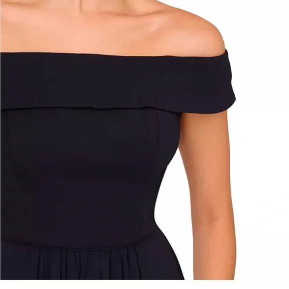 Adrianna Papell Navy Blue Off-Shoulder Maxi Dress - Picture 5 of 10